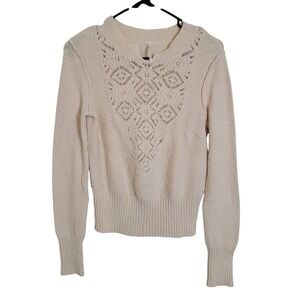 Free People Cream Mixed Knit Sweater Sweatshirt Long Sleeves Small Cottage Women
